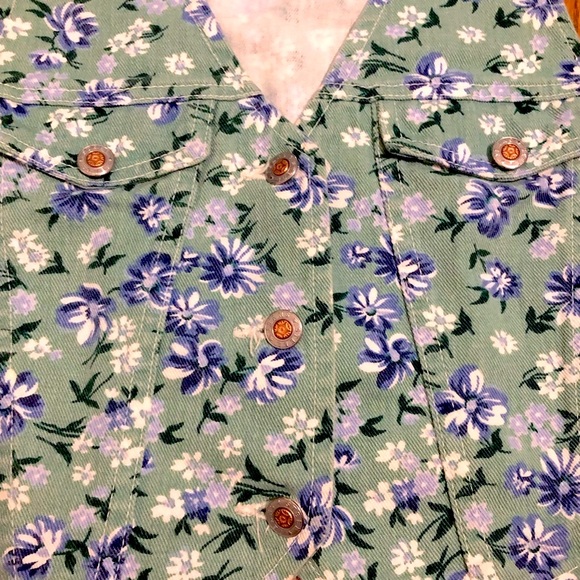 Vintage Wet Seal 90s Denim Vest, Crop, S, STEEL Jeans Floral Cottage - Picture 7 of 8